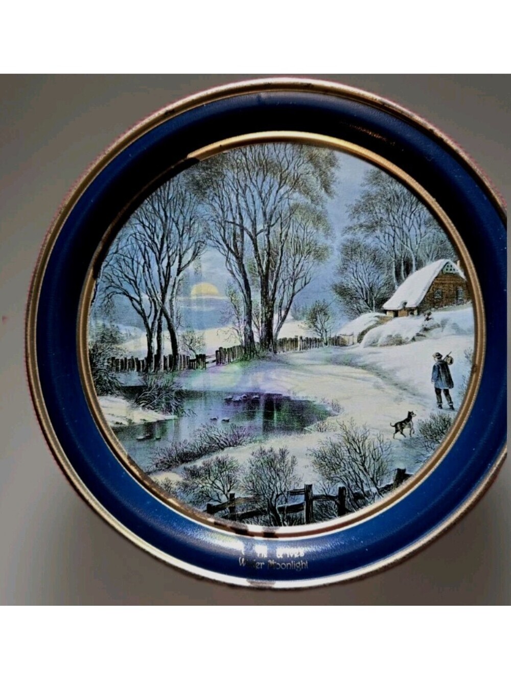 Currier & Ives "Winter Moonlight" Schwan's LTD Holiday Vintage Tin 10X4" 1995